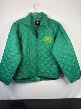 John Deere Quilted Puffer Jacket Green size Large (marked sample)